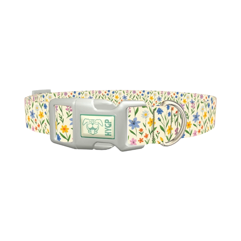 Wildflower Meadow Dog Collar - plastic silver