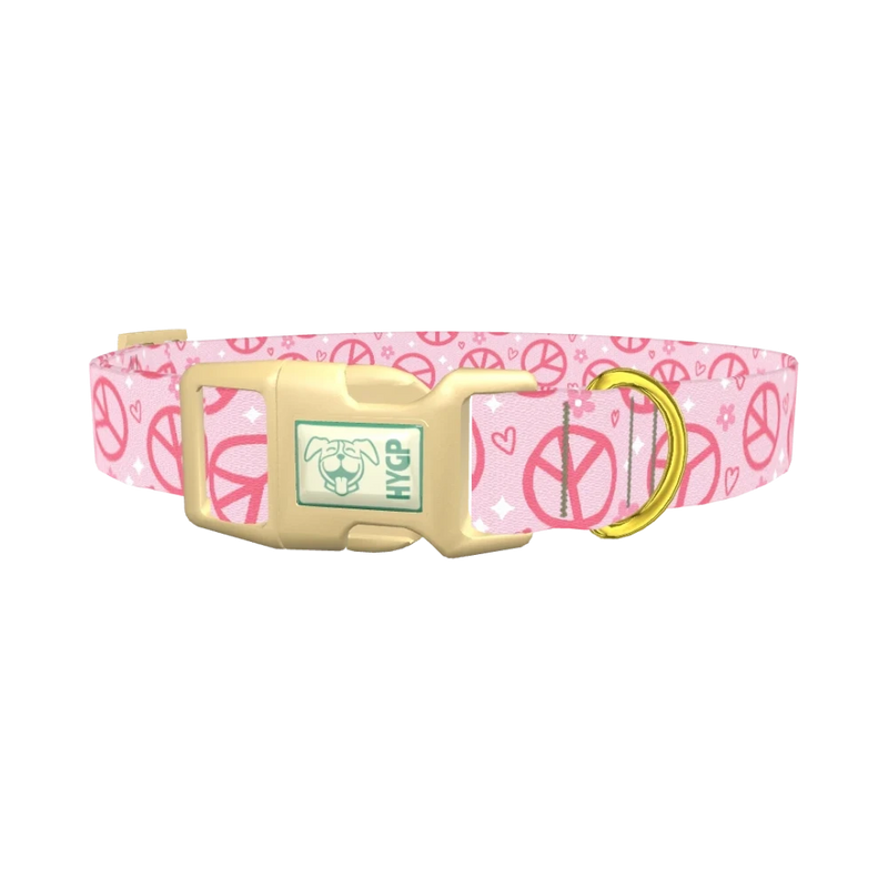 Peace Flower Dog Collar - plastic gold