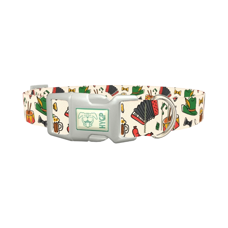 Oktoberfest Music Dog Collar - plastic silver