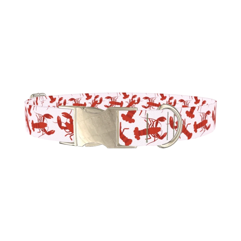Lobster Pattern Dog Collar - metal silver