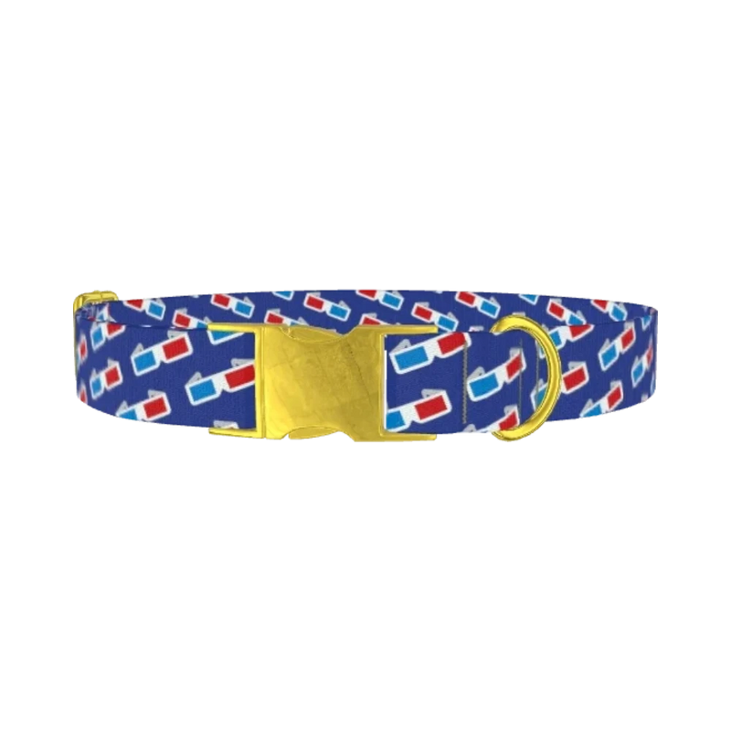 Cinema Glasses Dog Collar - metal gold