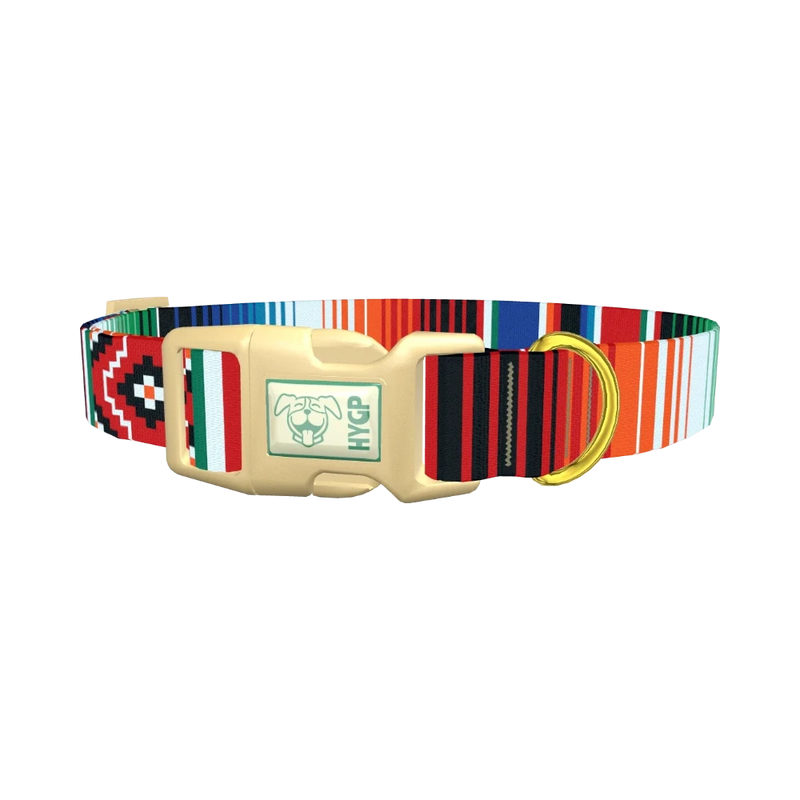 Mexican Stripe Pattern Dog Collar - plastic gold