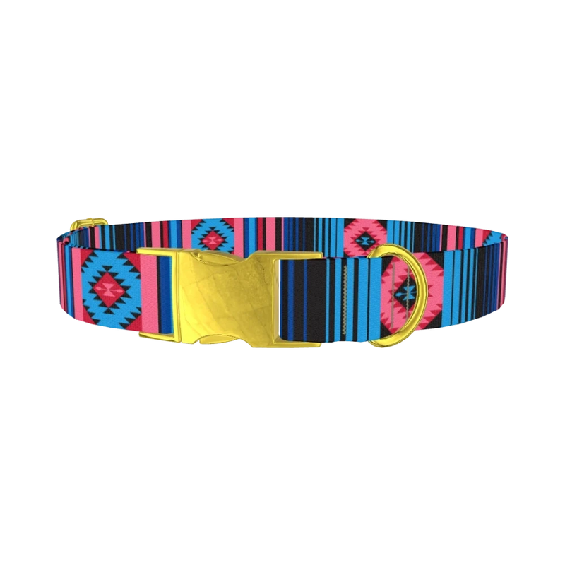 Geometric Star Stripe Dog Collar - metal gold