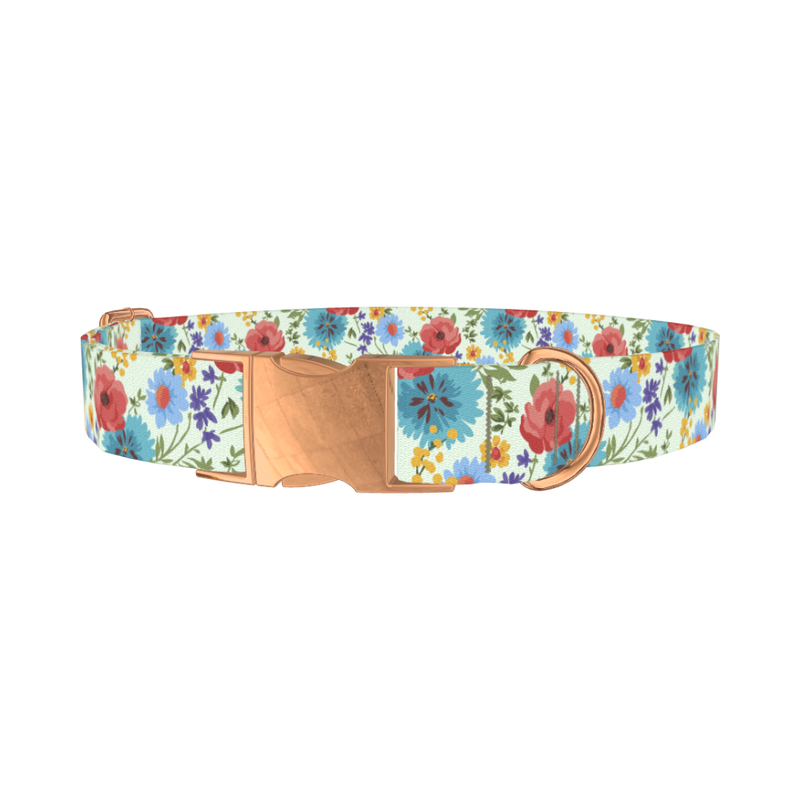 Floral Garden Dog Collar - metal rose gold