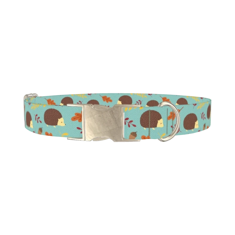 Autumn Hedgehog Dog Collar - metal silver