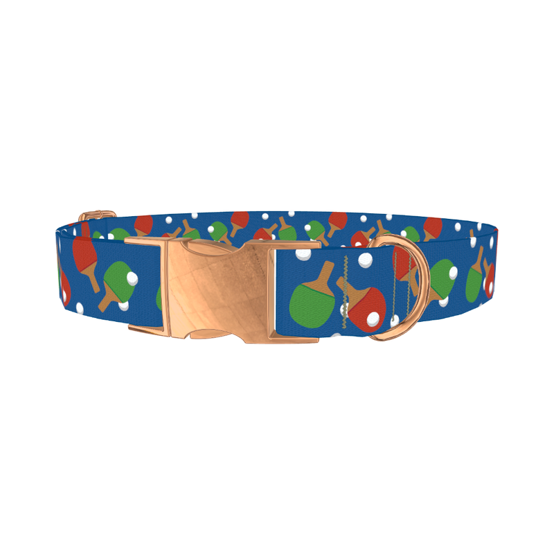 Ping Pong Paddle Dog Collar - metal rose gold