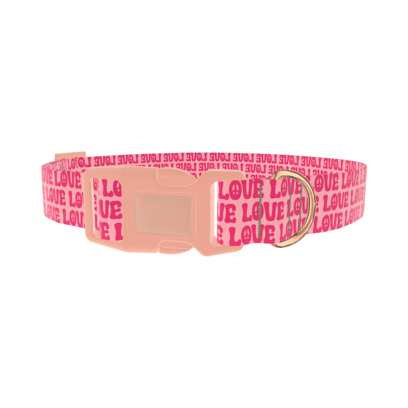 Love Peace Dog Collar - plastic rose gold