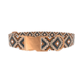 Brown Geometric Tribal Dog Collar - metal silver