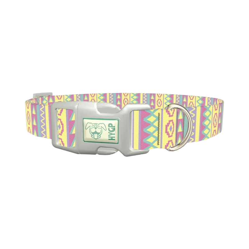 Tribal Diamond Stripe Dog Collar - plastic silver