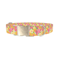 Floral Gerberas Dog Collar - metal silver