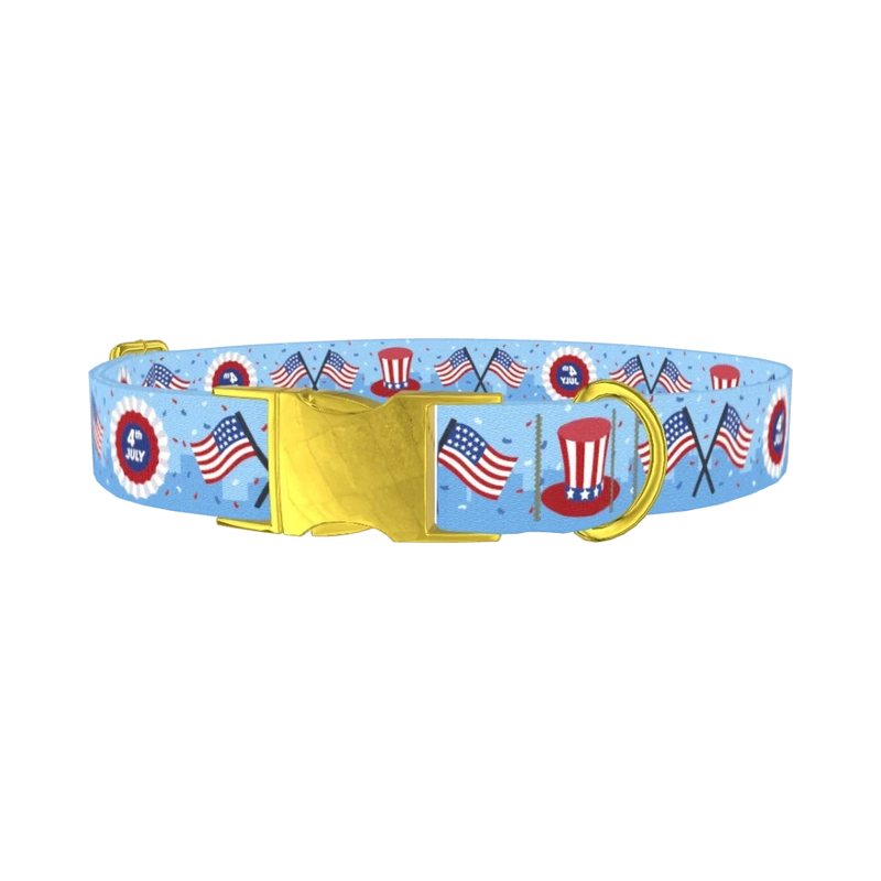 Patriotic American Dog Collar - metal gold
