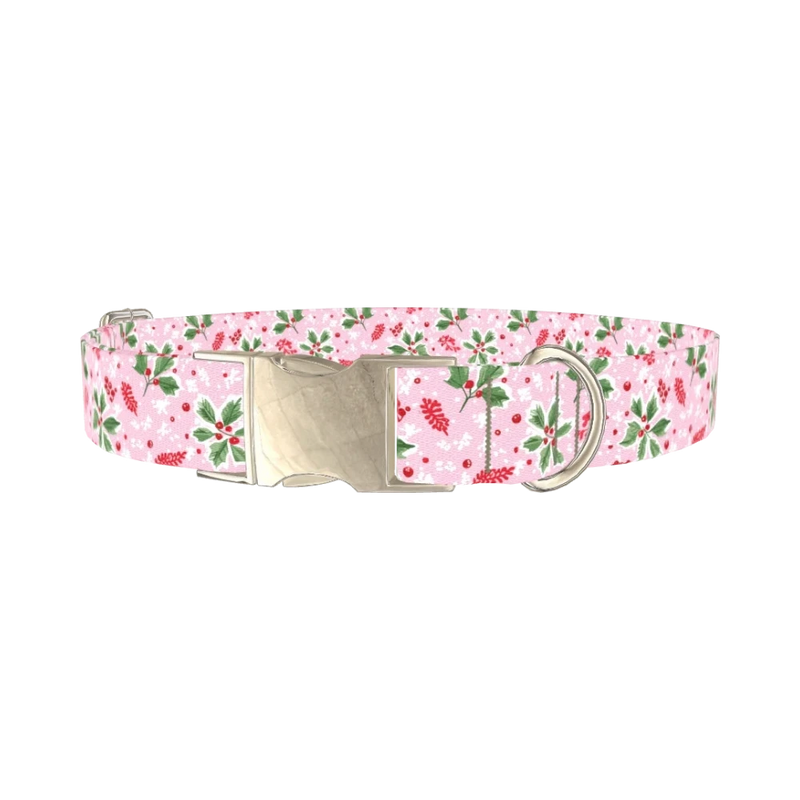 Christmas Berries Dog Collar - metal silver