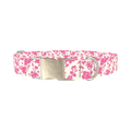 Pink Silhouette Floral Dog Collar - metal silver