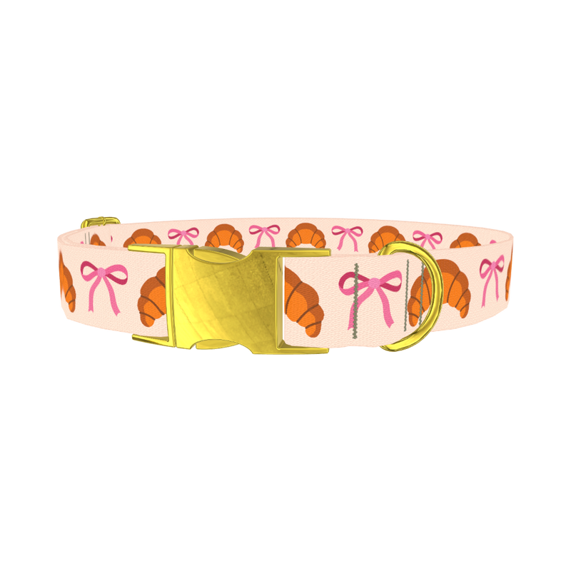 Croissant Bow Dog Collar - metal gold