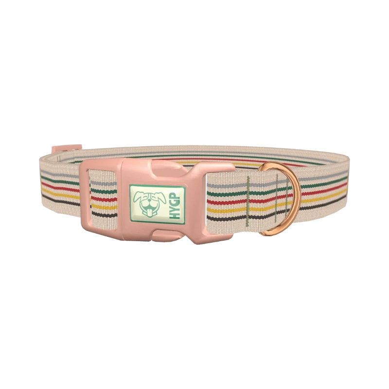Striped Woven Pattern Dog Collar - plastic rose gold