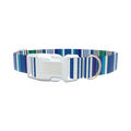 Blue Woven Stripe Dog Collar - plastic rose gold