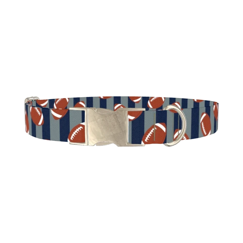 Football Stripes Dog Collar - metal silver