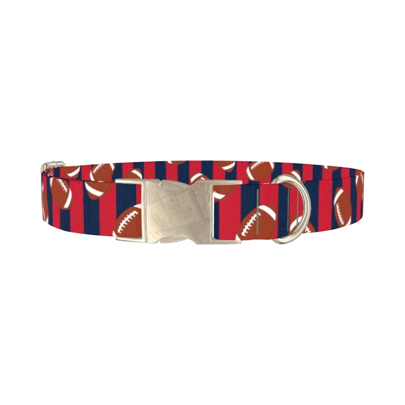 Patriotic Football Dog Collar - metal silver