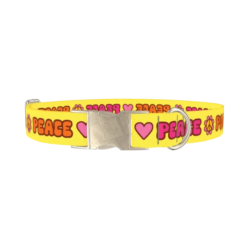 Peace Hippie Dog Collar - metal silver