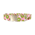 Pink Kiwi Pattern Dog Collar - metal silver