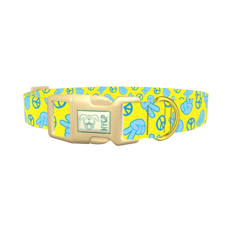 Peace Sign Dog Collar - plastic gold