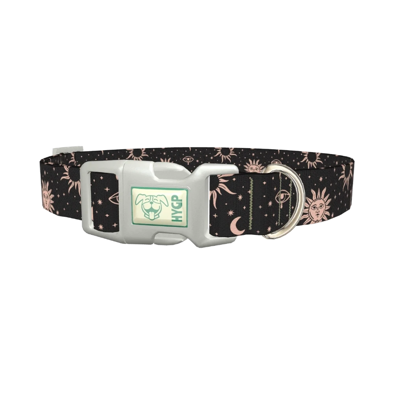 Celestial Sun and Moon Dog Collar - plastic silver
