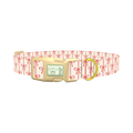 Red Ribbon Bow Dog Collar - plastic gold