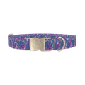 Tropical Leaf Dog Collar - metal silver