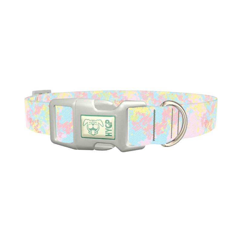 Abstract Pastel Dog Collar - plastic silver
