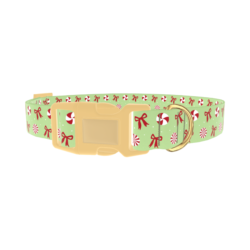 Christmas Peppermint Dog Collar - plastic gold