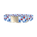 Blue Patriotic Stars Dog Collar - metal silver