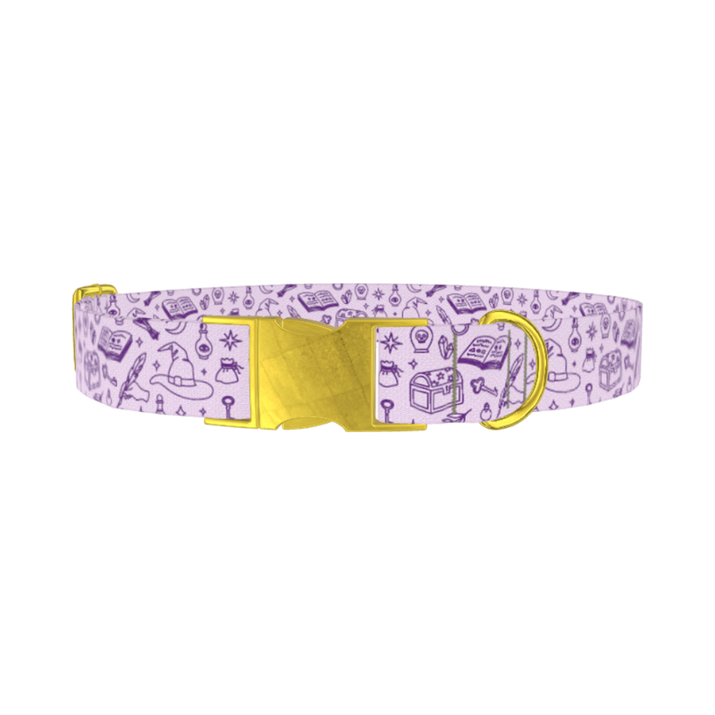 Witchy Magic Elements Dog Collar - plastic rose gold