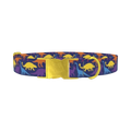 Dinosaur Pattern Dog Collar - metal gold