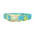 Blue Abstract Splatter Dog Collar - plastic gold
