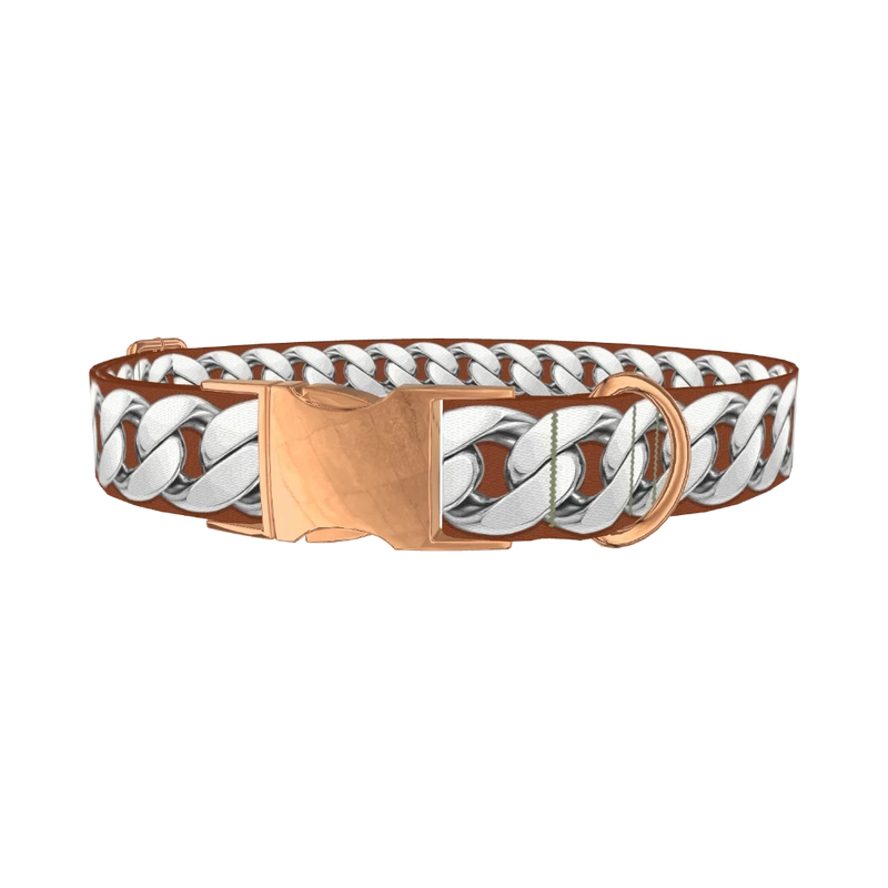 Silver Link Dog Collar - metal rose gold