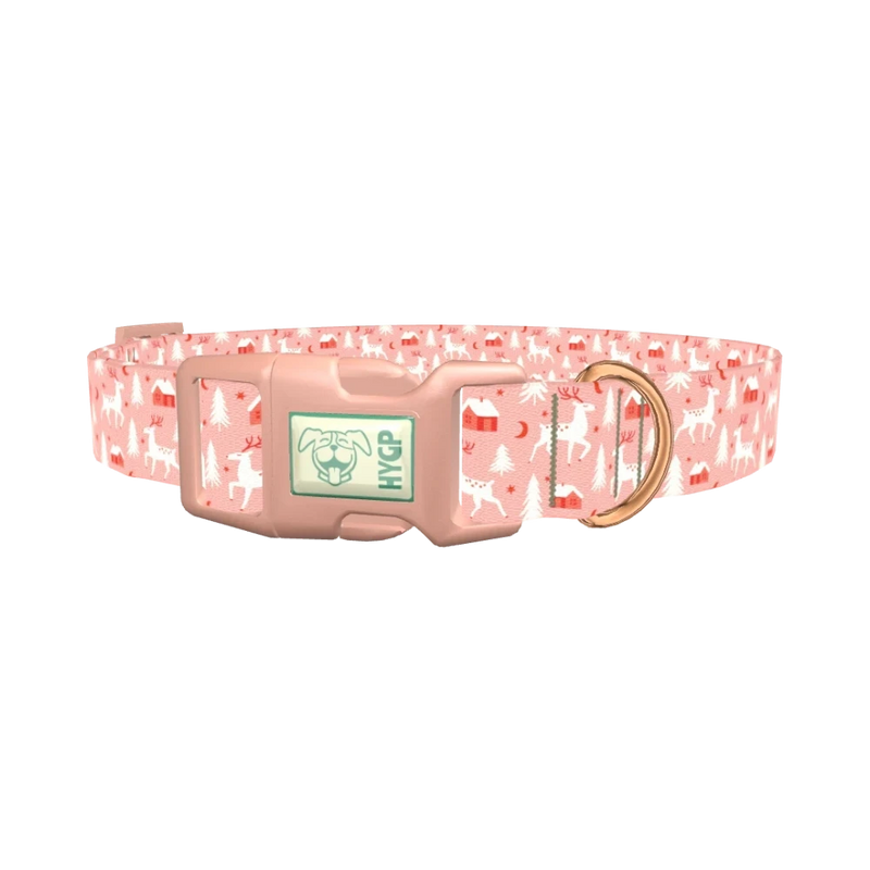 Christmas Deer Forest Dog Collar - plastic rose gold