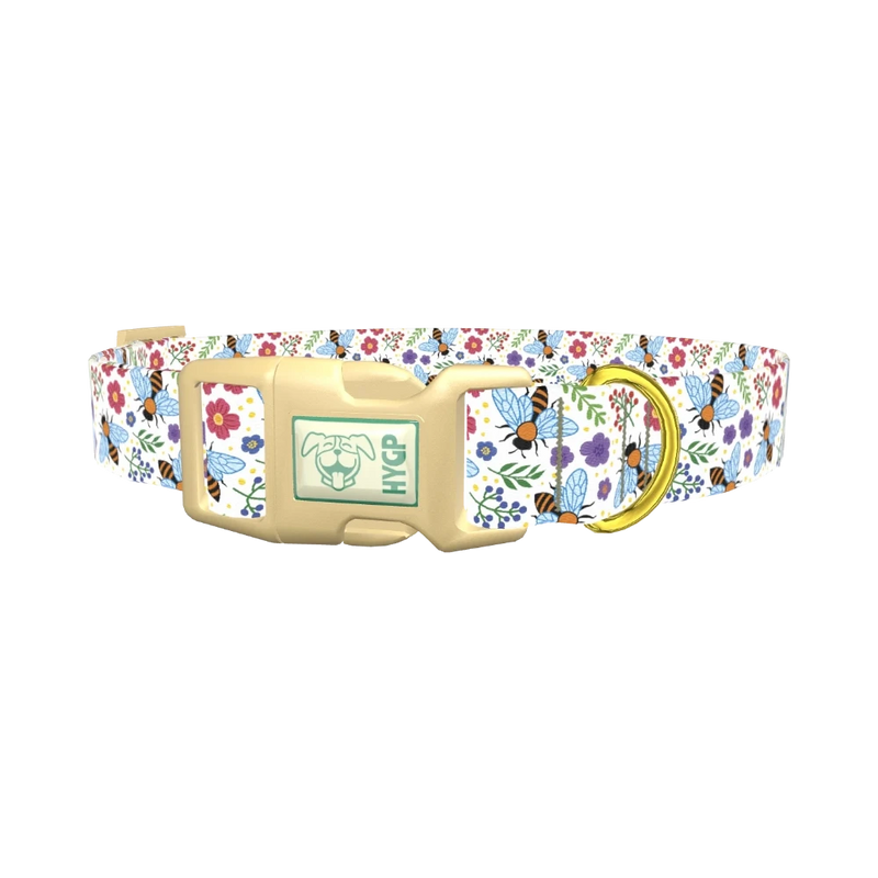 Colorful Bee Garden Dog Collar - plastic gold