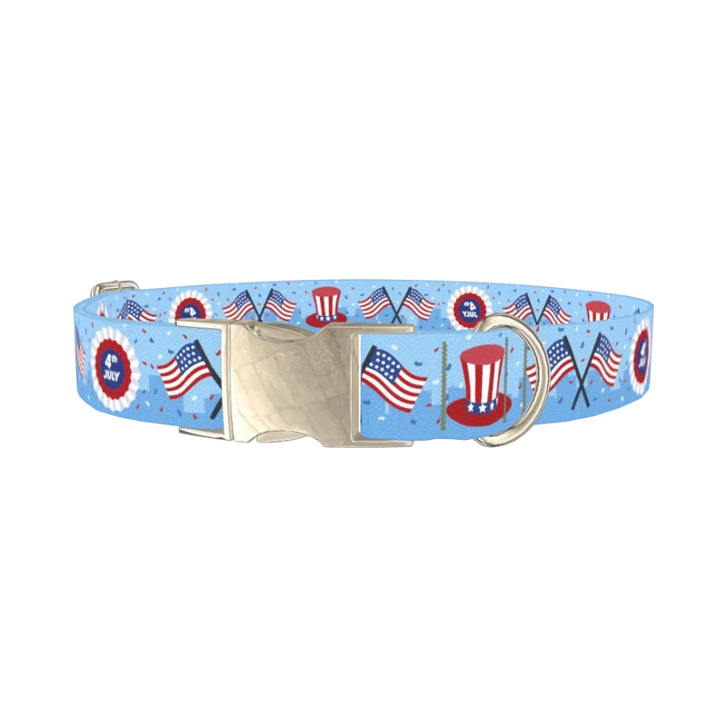 Patriotic American Dog Collar - metal silver