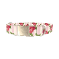 Striped Rose Pattern Dog Collar - metal silver