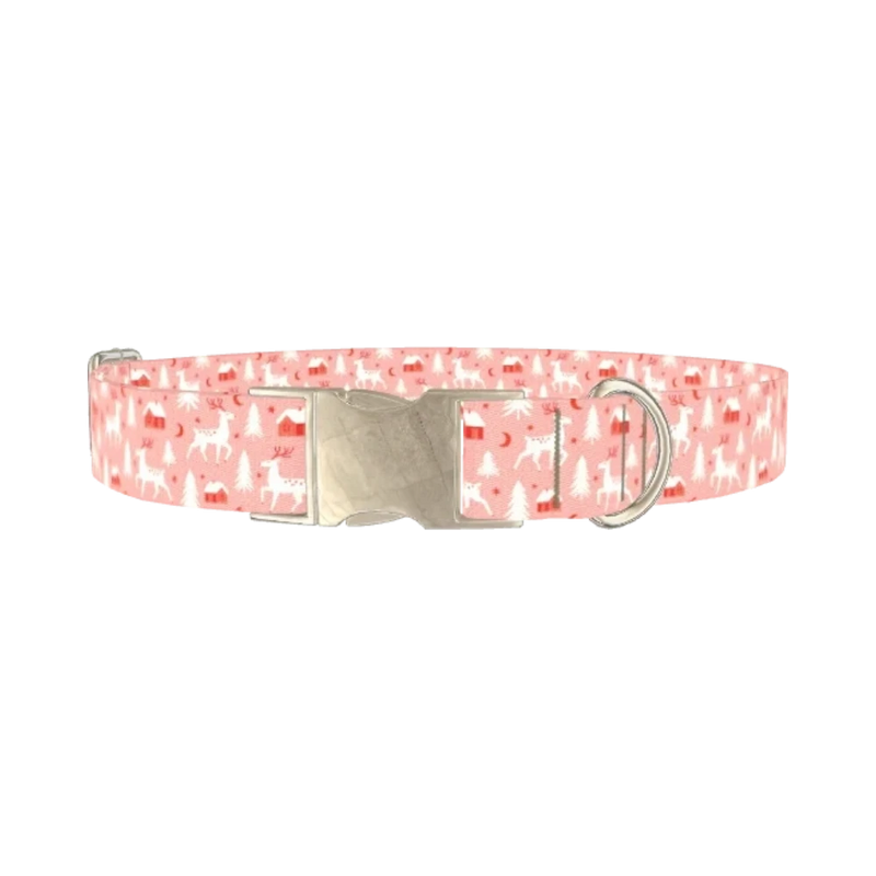 Christmas Deer Forest Dog Collar - metal silver