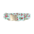 Pink Rose Blossom Dog Collar - metal silver