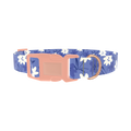 Blue Floral Pattern Dog Collar - plastic rose gold