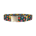 Floral Pattern Dog Collar - metal silver