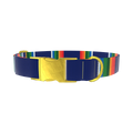 Woven Rainbow Stripe Dog Collar - metal rose gold