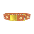 Retro Mushroom Flower Dog Collar - metal gold