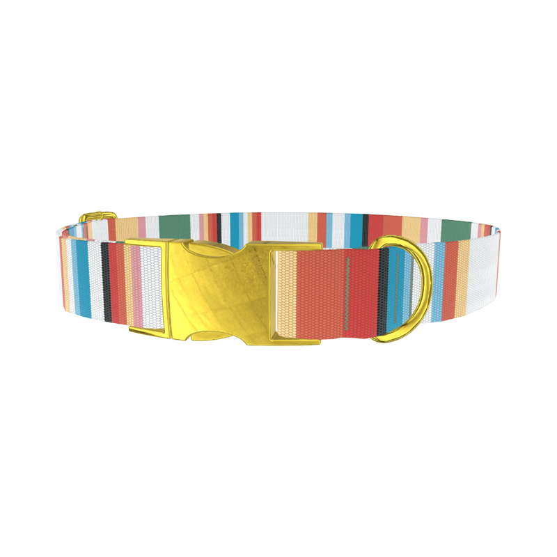 Multicolor Hexagon Stripe Dog Collar - metal rose gold