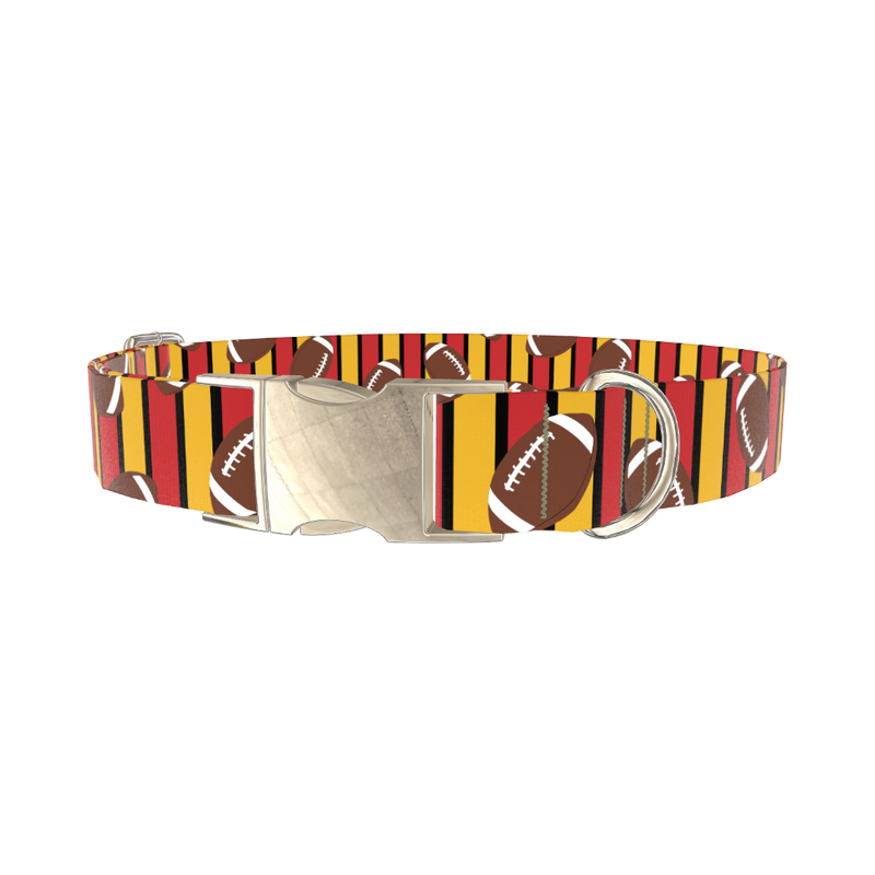 Football Stripe Dog Collar - metal silver