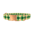 Plaid Clover Dog Collar - metal rose gold