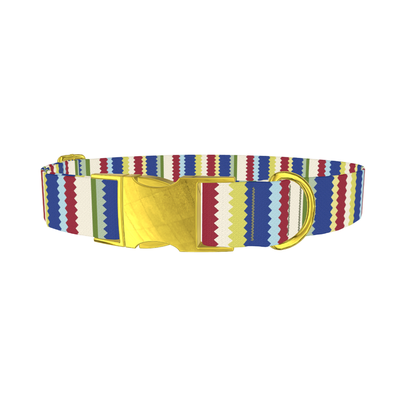 Scallop Stripe Dog Collar - metal gold