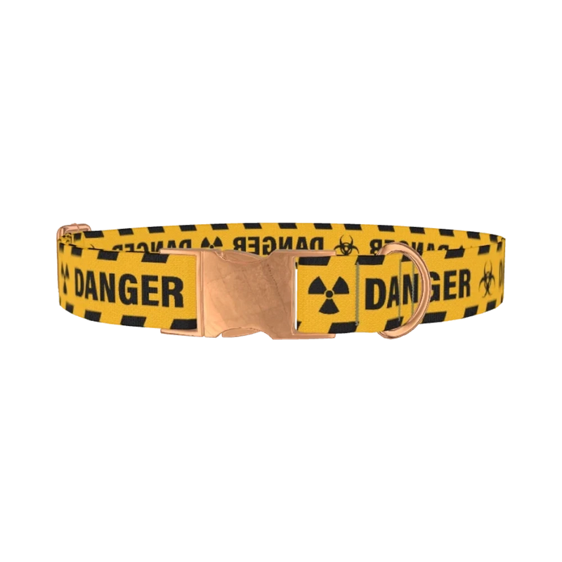 Hazard Warning Dog Collar - metal rose gold